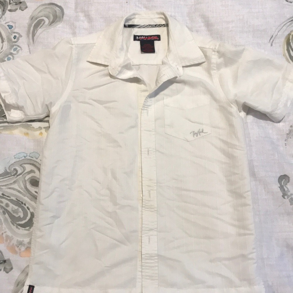 Boys white bowling style shirt